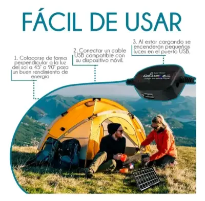 Panel solar portátil con cargador USB 5 en 1 - miniatura 1