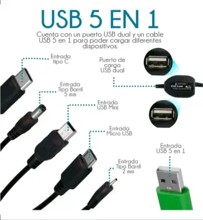 Panel solar portátil con cargador USB 5 en 1 - miniatura 4