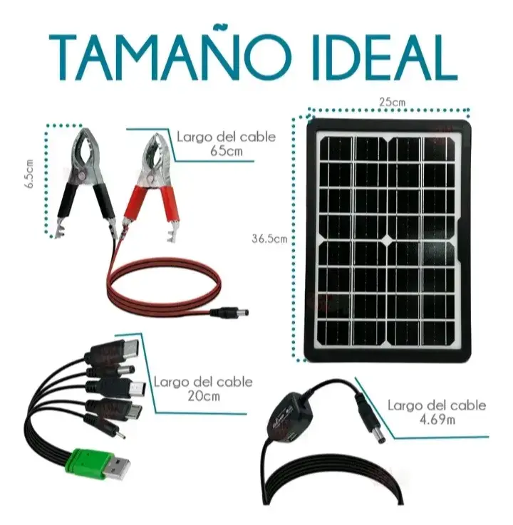 Panel solar portátil con cargador USB 5 en 1 - 5