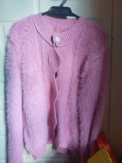Chaqueta de lana rosada para niña - miniatura 1