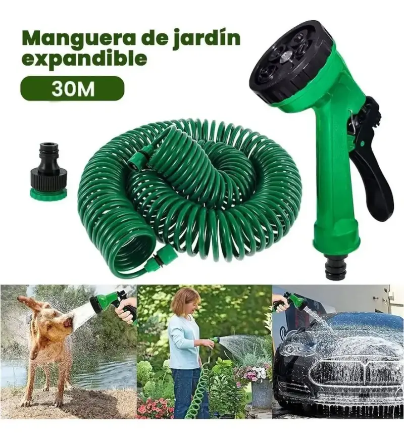 Manguera de Jardín Expandible 30M con Pistola - 5