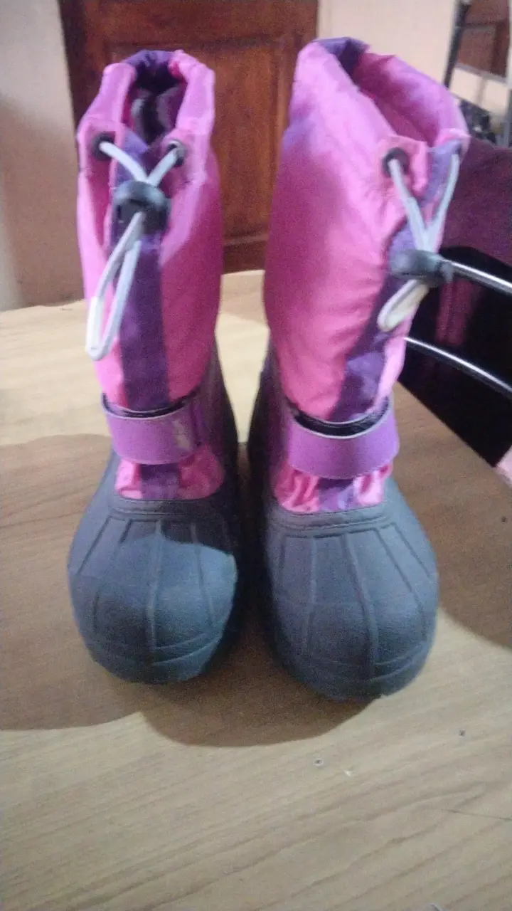 Botas de nieve infantiles impermeables rosadas