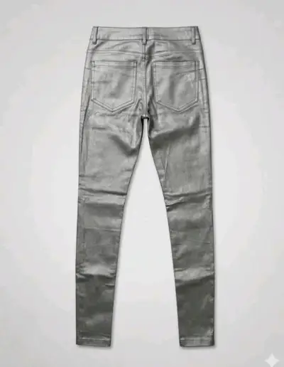 Pantalones metálicos plateados para mujer - miniatura 2
