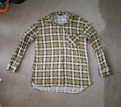 Camisa de franela a cuadros verde talla L - miniatura 1