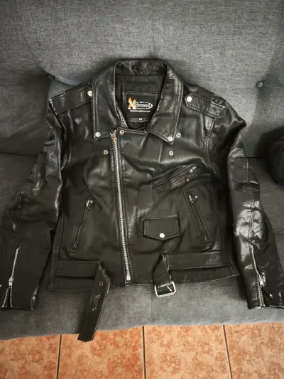 Chaqueta cuero negra para moto Element talla L - miniatura 1