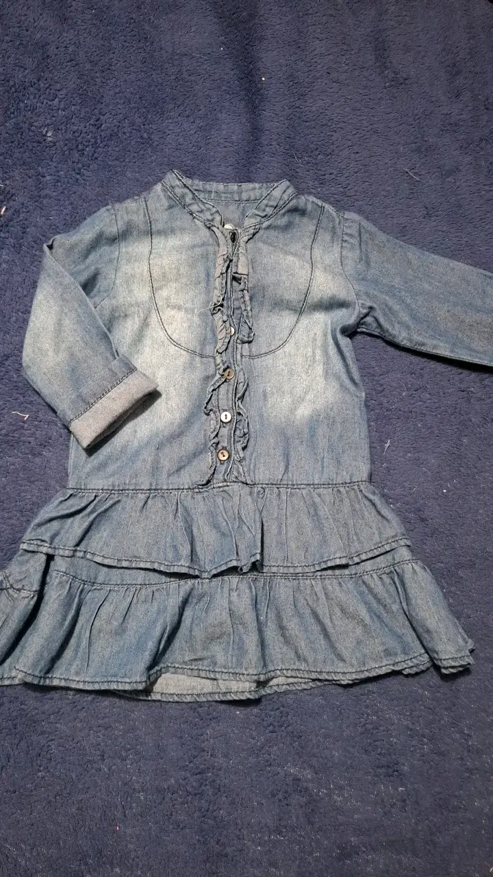 Vestido de mezclilla para niña con volantes - 1