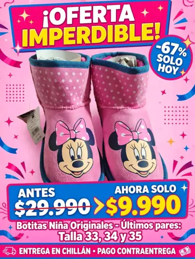 Botitas de niña Minnie Mouse rosadas - miniatura 1