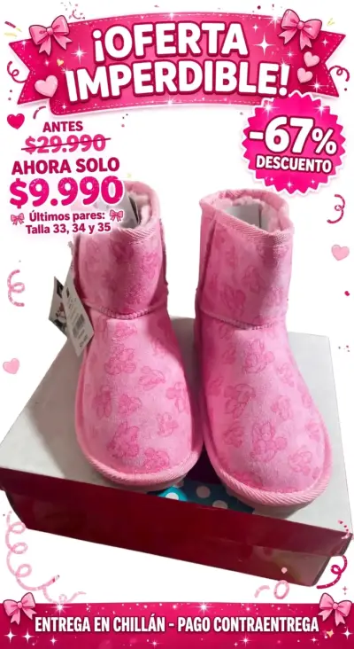 Botitas de niña Minnie Mouse rosadas - miniatura 2