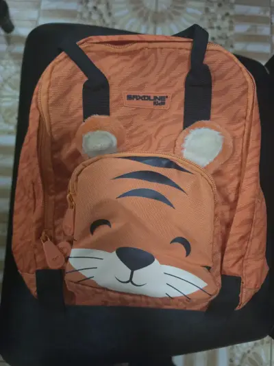 Mochila infantil naranja con diseño de tigre Saxoline - miniatura 1