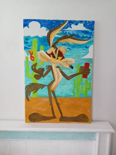 Cuadro Pintado a Mano del Coyote - miniatura 1