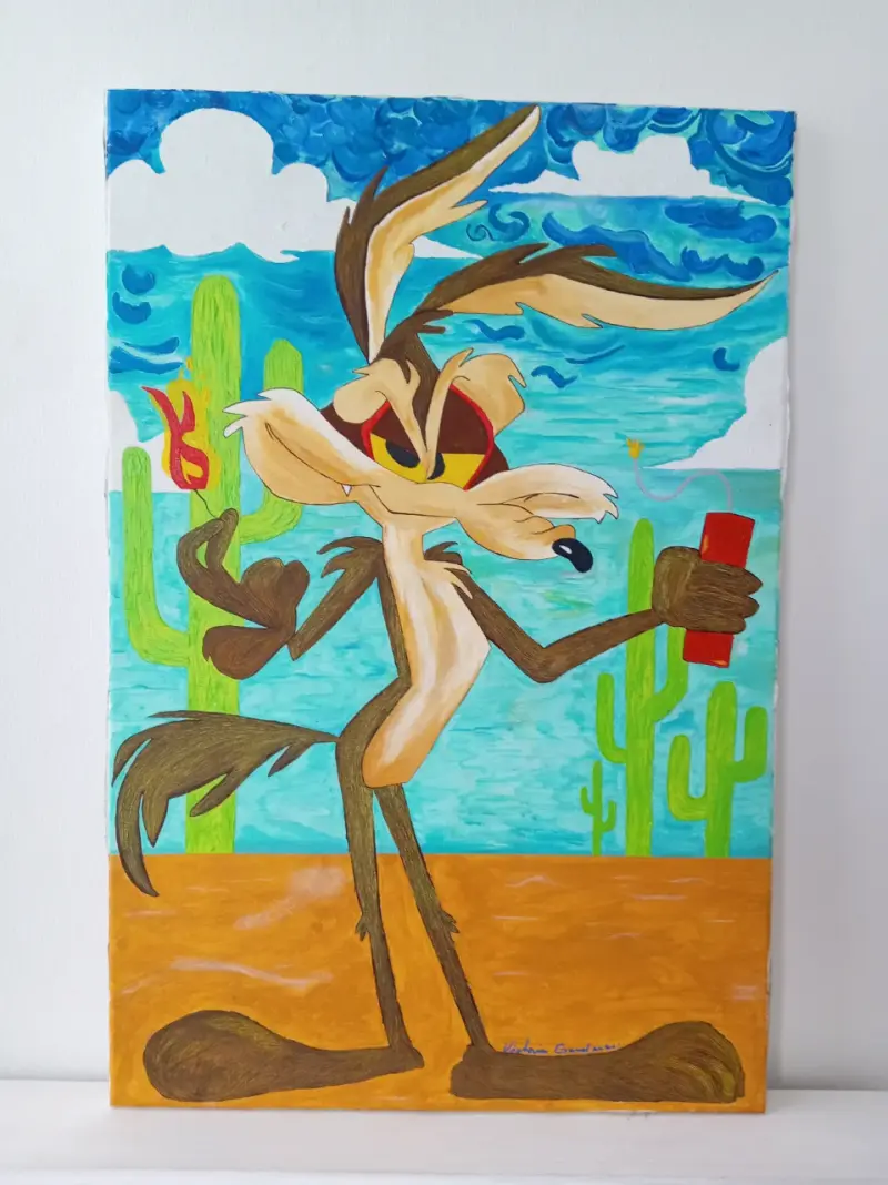 Cuadro Pintado a Mano del Coyote - 2