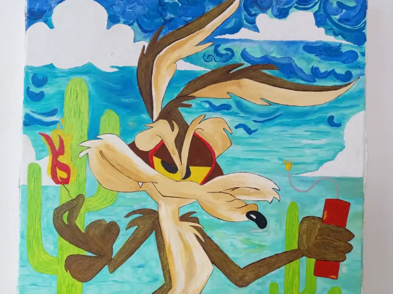 Cuadro Pintado a Mano del Coyote - 3