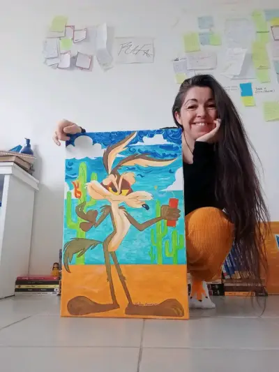 Cuadro Pintado a Mano del Coyote - miniatura 5