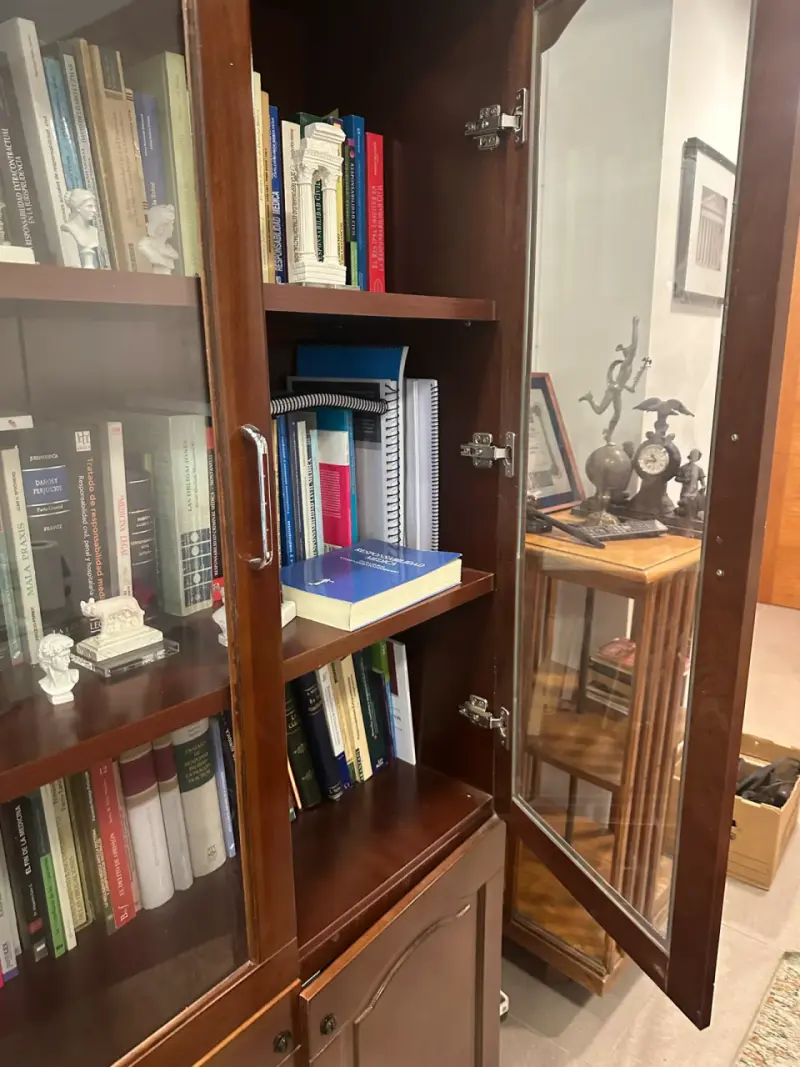 Biblioteca de madera con puertas de vidrio - 2