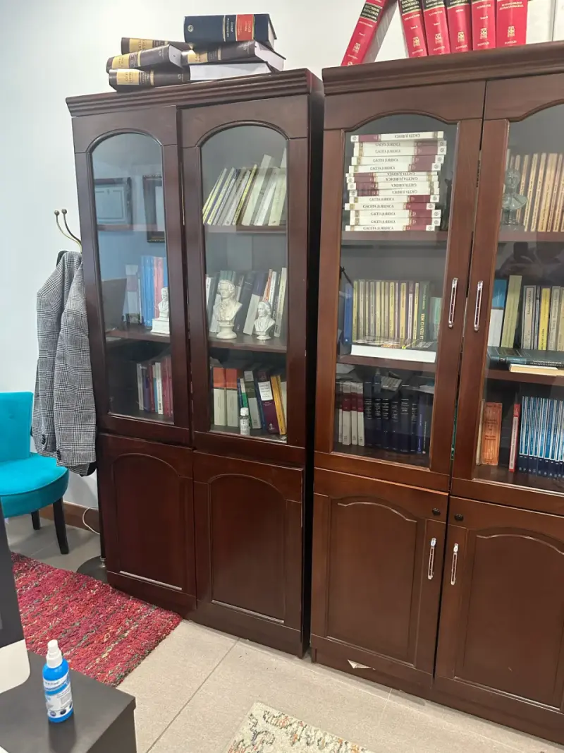 Biblioteca de madera con puertas de vidrio - 3