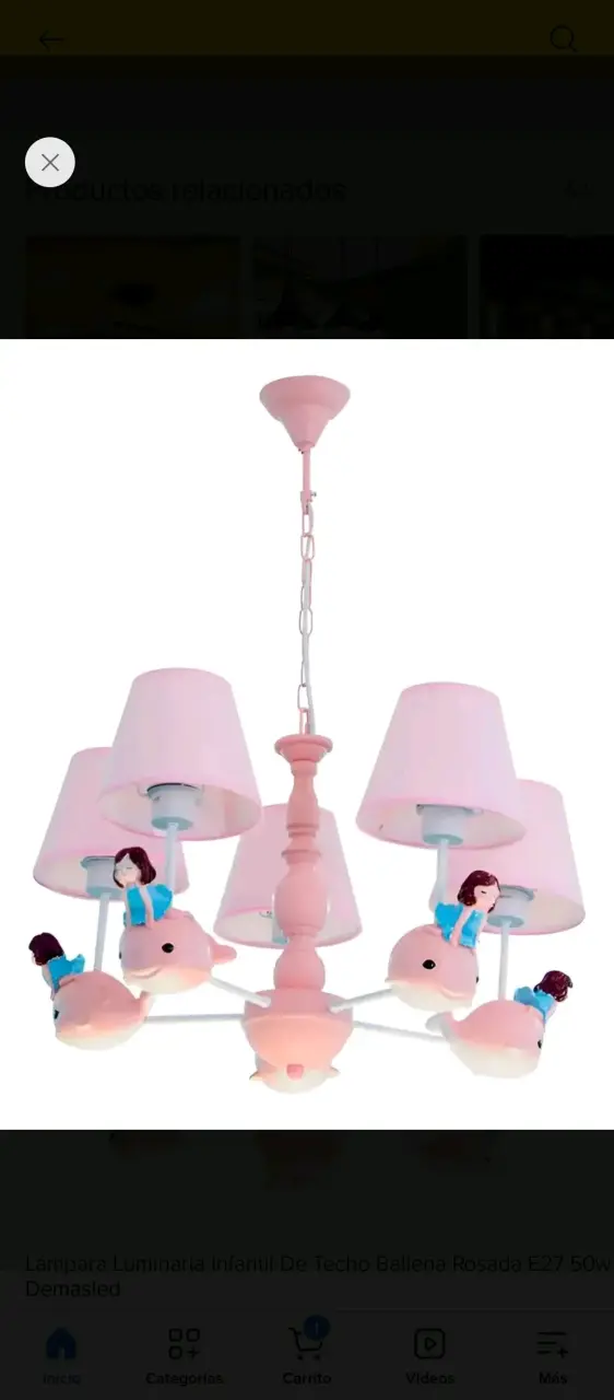 Lámpara de techo infantil rosa con figuras decorativas - 5