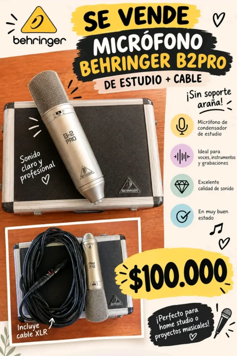 Micrófono Behringer B2PRO de estudio con cable
