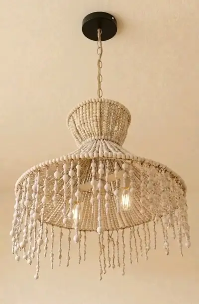 Lámpara colgante de cuentas de madera estilo bohemio - miniatura 1