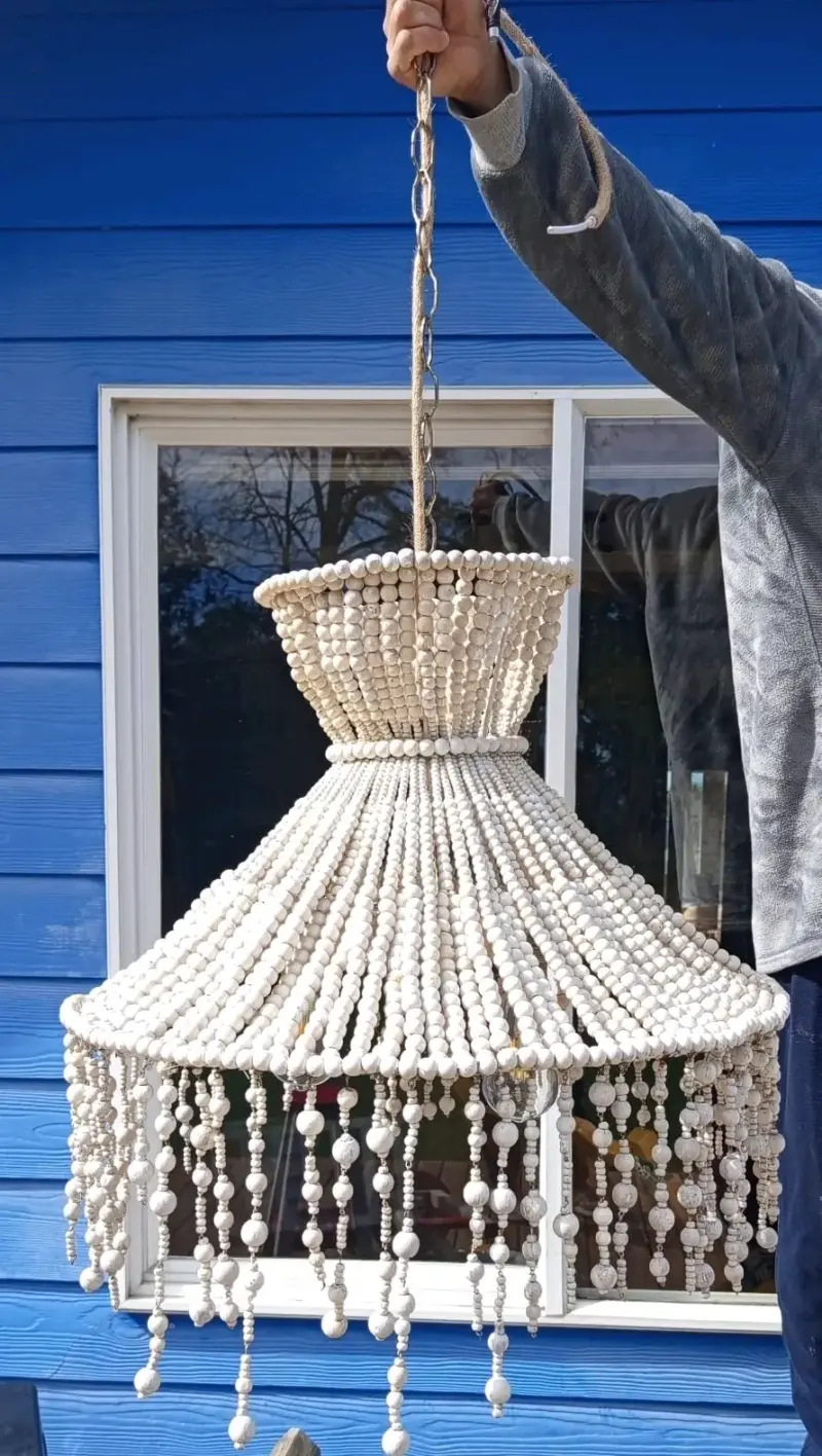Lámpara colgante de cuentas de madera estilo bohemio - 2