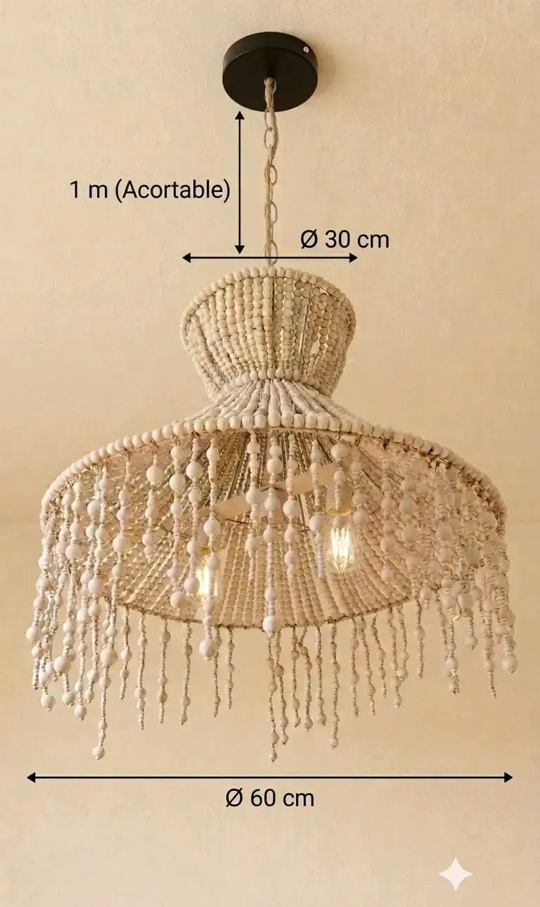Lámpara colgante de cuentas de madera estilo bohemio - 5