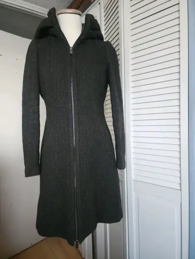Abrigo largo con capucha Zara Basic gris oscuro - miniatura 2