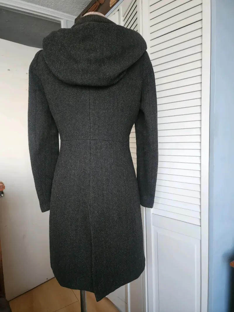 Abrigo largo con capucha Zara Basic gris oscuro - 3