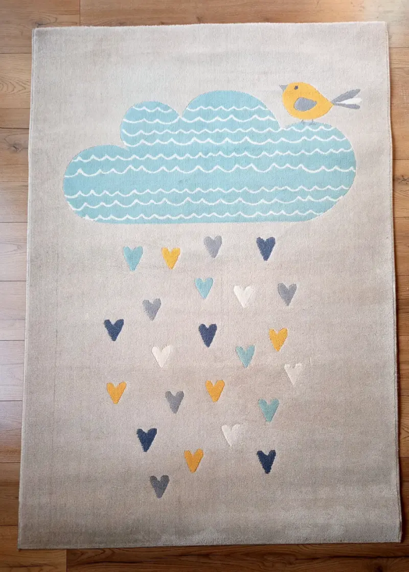 Alfombra infantil con diseño de nube y pájaro - 1