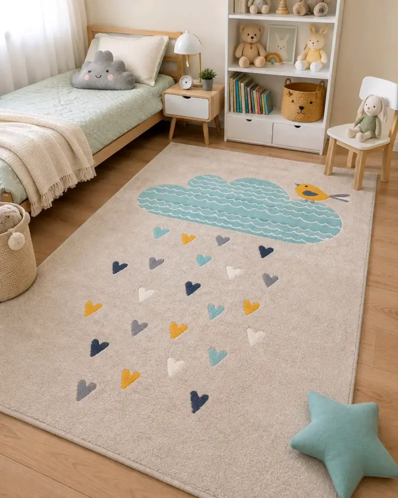 Alfombra infantil con diseño de nube y pájaro - 5