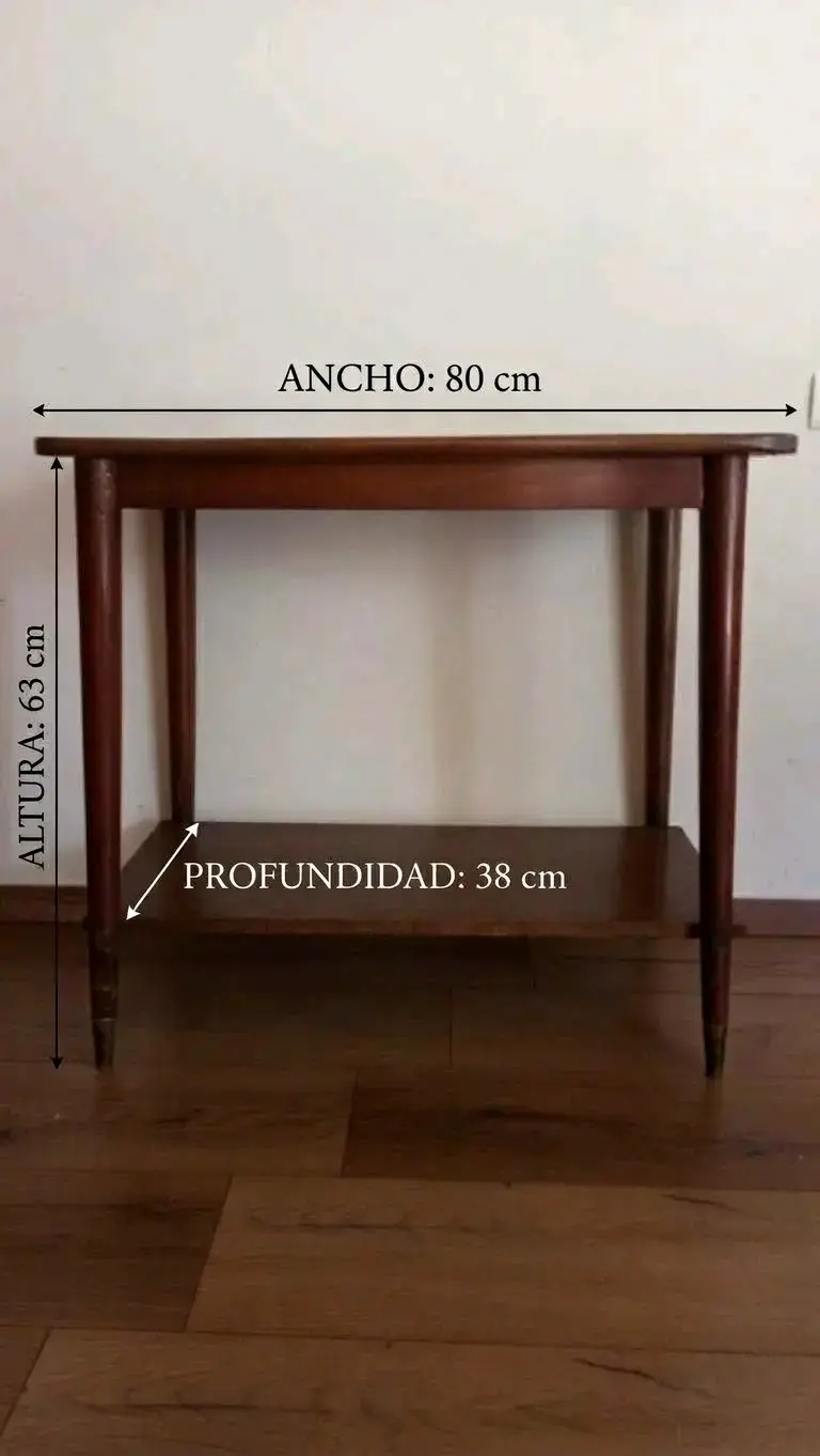 Mesa auxiliar/ arrimo de madera patas de bronce - 4
