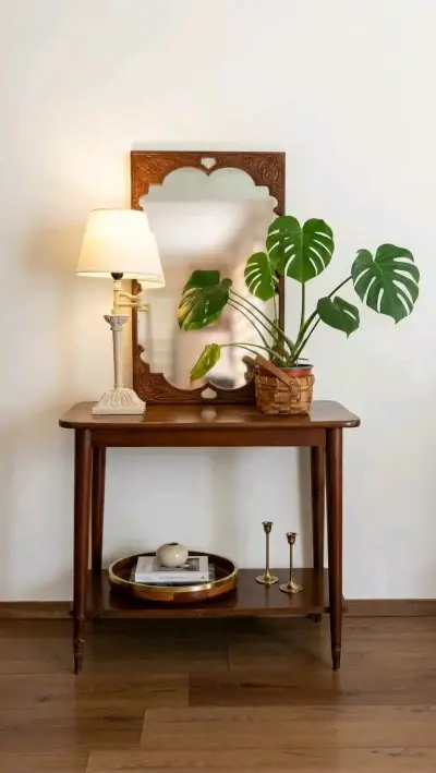 Mesa auxiliar/ arrimo de madera patas de bronce - miniatura 6