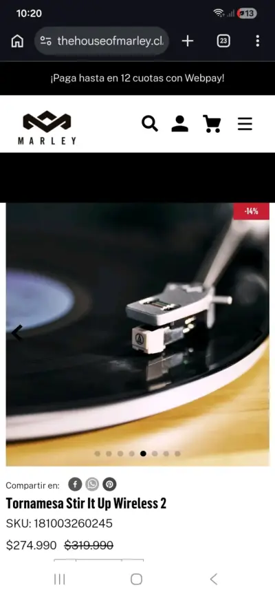 Tornamesa Marley Stir It Up Wireless 2 Bluetooth - miniatura 1