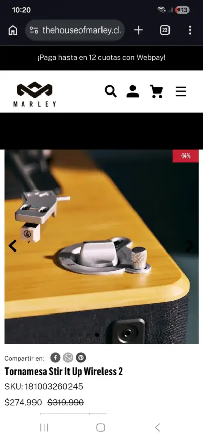 Tornamesa Marley Stir It Up Wireless 2 Bluetooth - miniatura 2