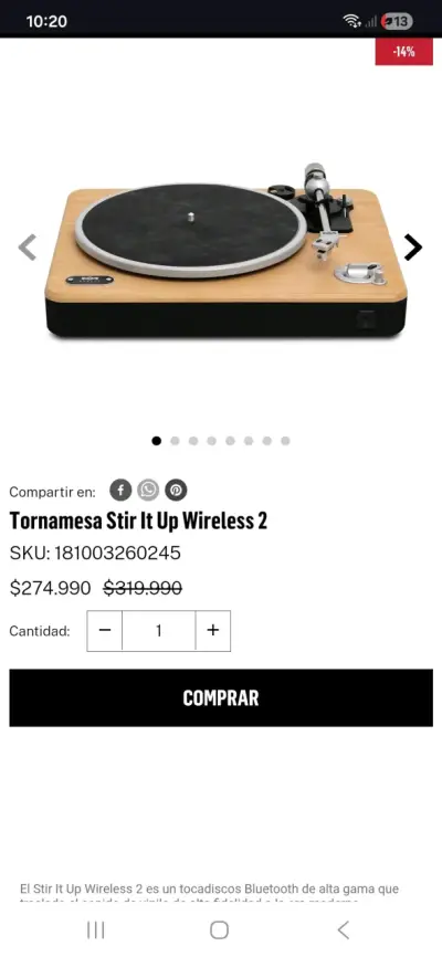 Tornamesa Marley Stir It Up Wireless 2 Bluetooth - miniatura 4