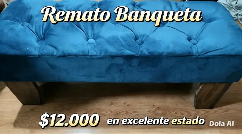 Banqueta tapizada azul en excelente estado