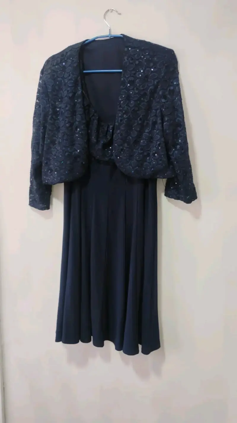Vestido de fiesta azul con chaqueta - 2