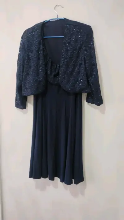 Vestido de fiesta azul con chaqueta - miniatura 2