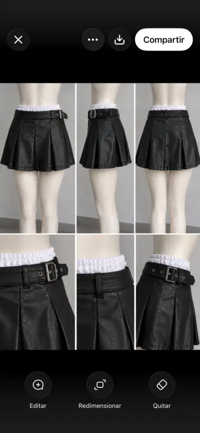 Falda corta negra con hebilla estilo cuero - miniatura 1