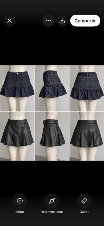 Falda corta negra con hebilla estilo cuero - miniatura 2