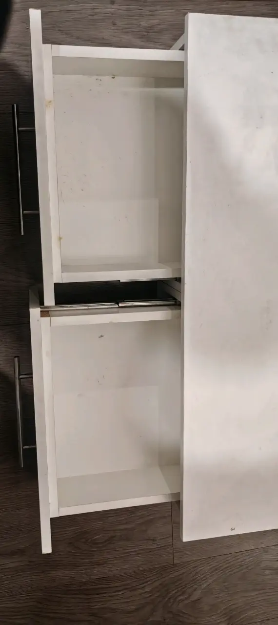 Cajonera de madera blanca con dos cajones - 3