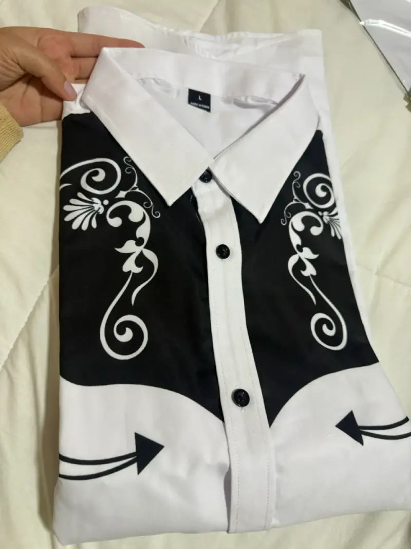 Camisa vaquera blanca y negra estilo western - 2