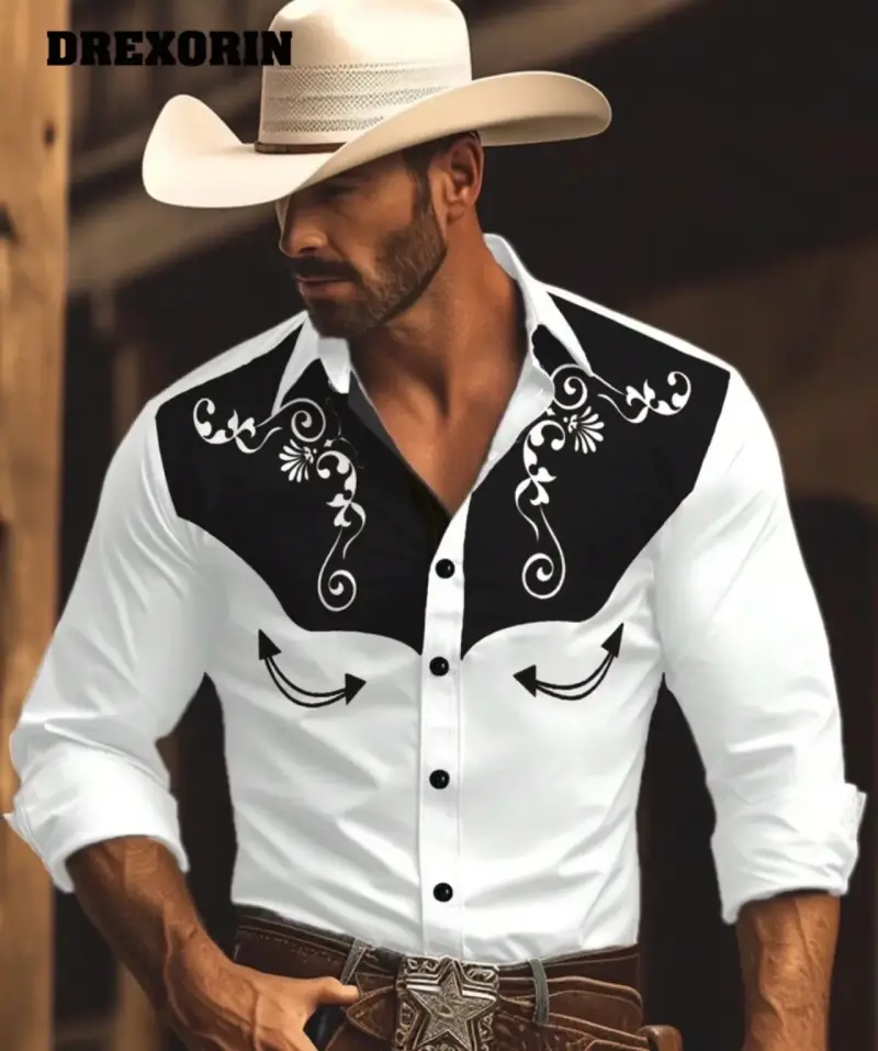 Camisa vaquera blanca y negra estilo western - 3