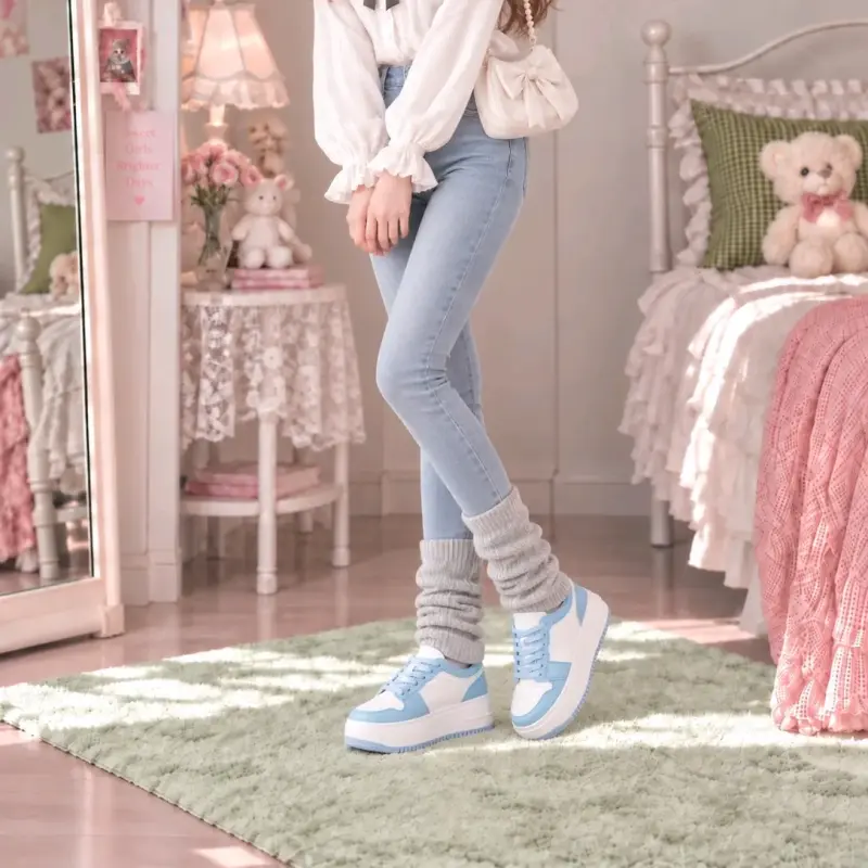 Zapatillas deportivas mujer azul con plataforma - 3