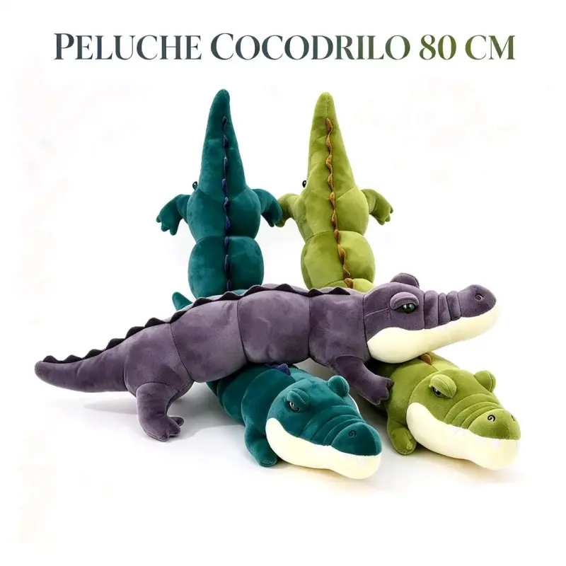 Peluche Cocodrilo 80 cm Suave y Colorido