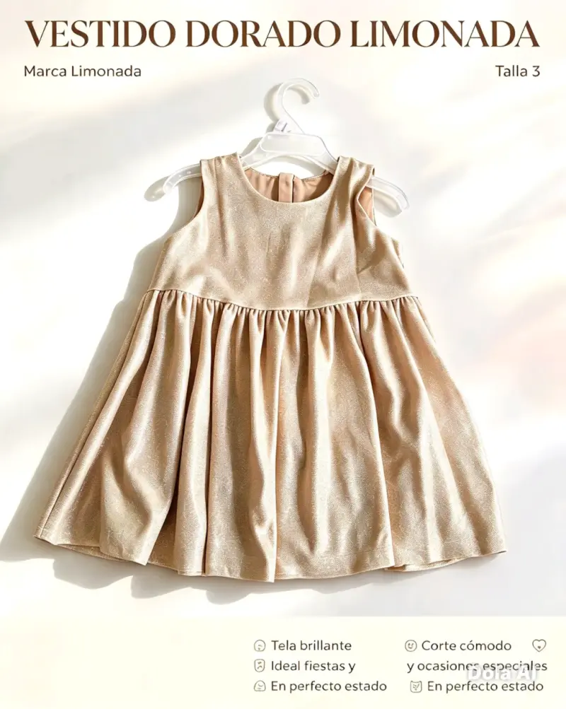 Vestido dorado para niña marca Limonada
