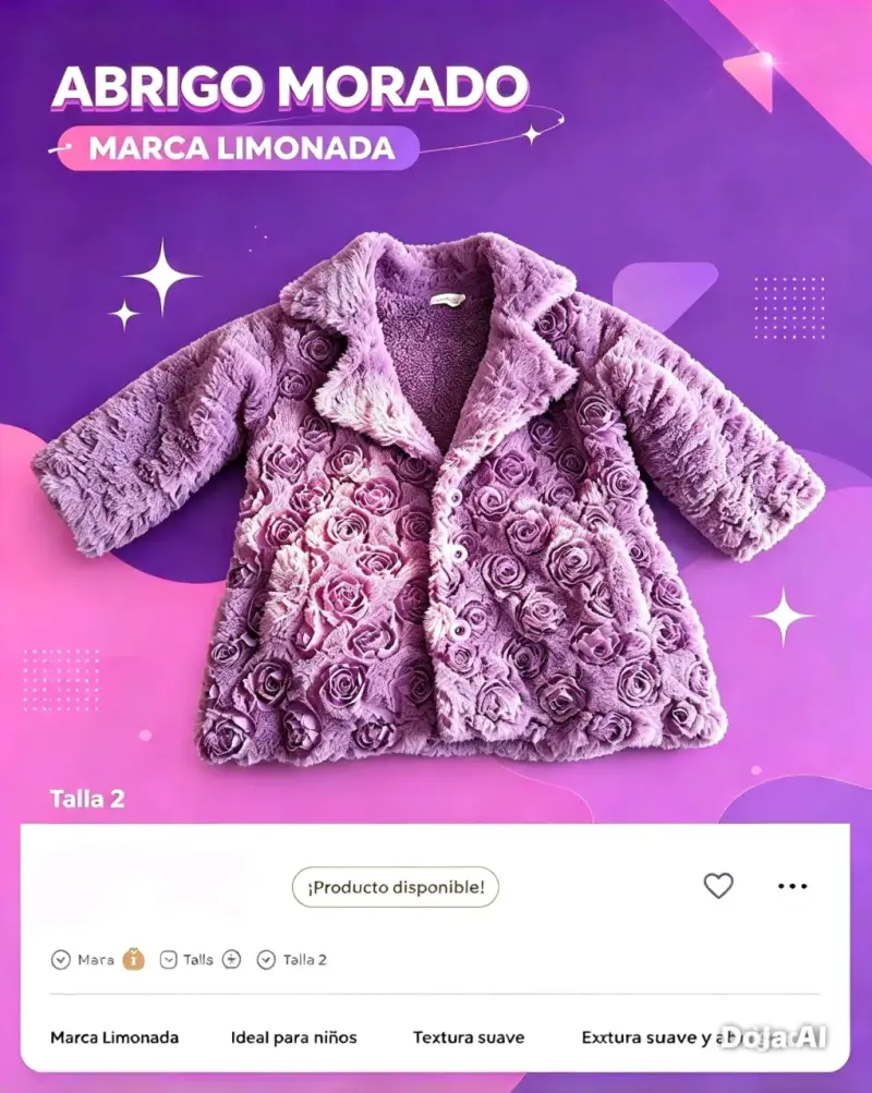 Abrigo morado para niños marca Limonada