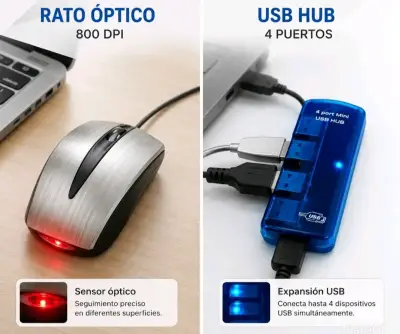 Set de Rato Óptico y USB Hub 4 Puertos - miniatura 3