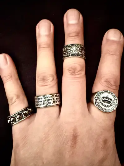 Pack De 4 Anillos Asos Design Plateado Pulido - miniatura 4