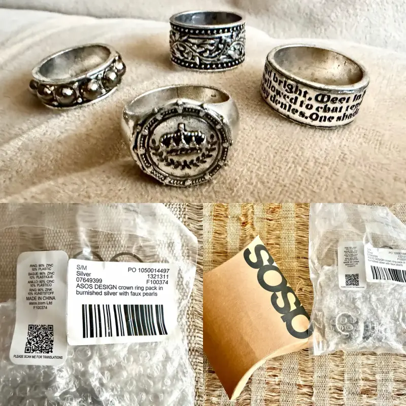 Pack De 4 Anillos Asos Design Plateado Pulido - 6