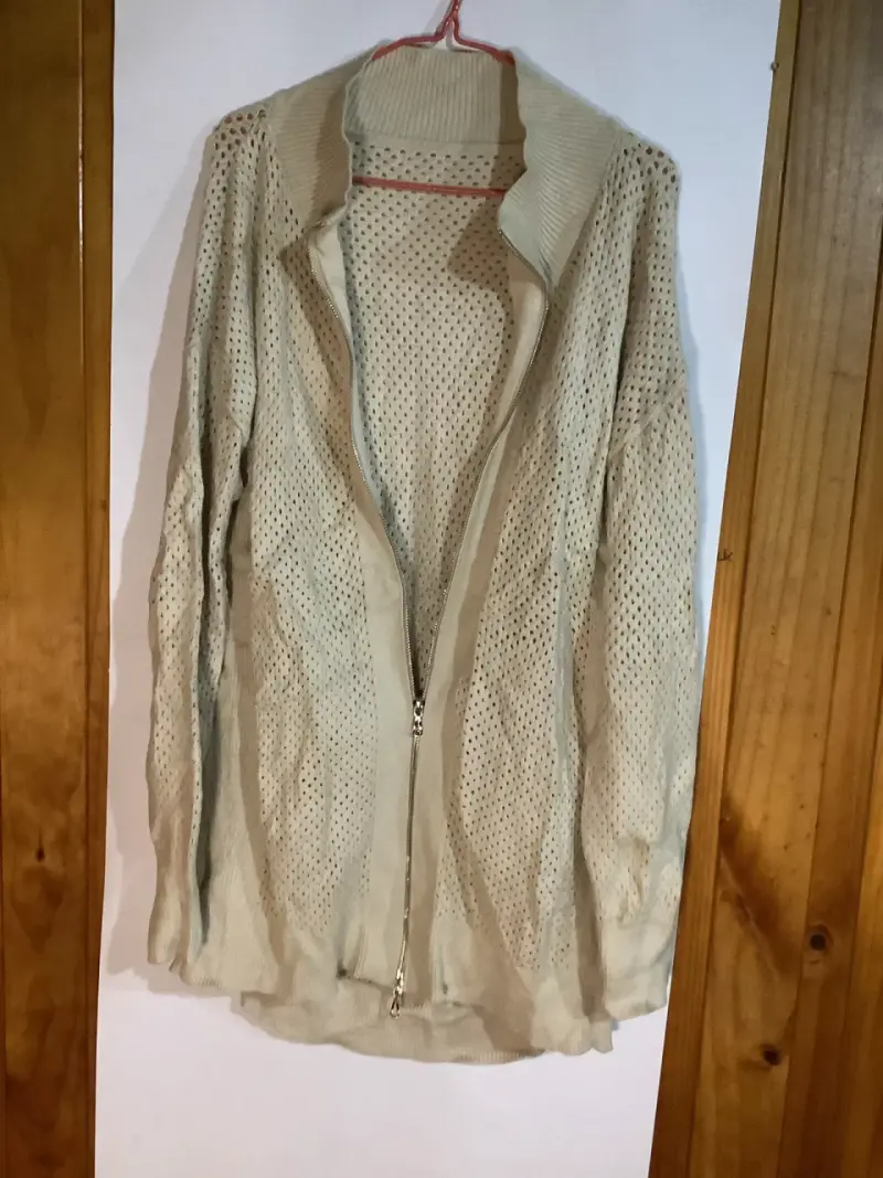 Chaleco Beige de Punto Abierto para Mujer