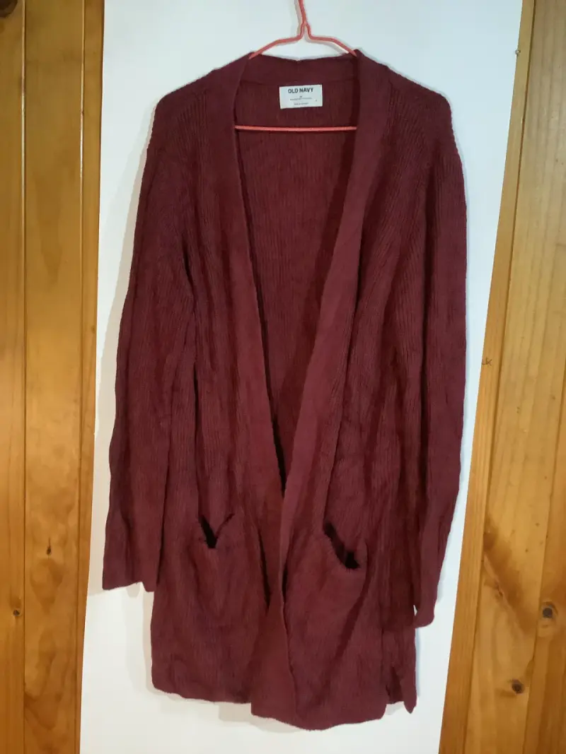 Cárdigan largo burdeos Old Navy para mujer
